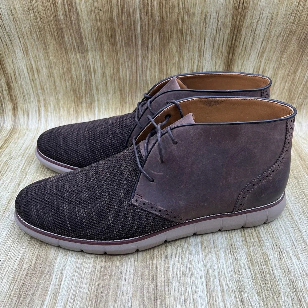 Johnston & Murphy Holden Chukka Boot Men's Size 13 Mahogany Leather Knit 20-4910